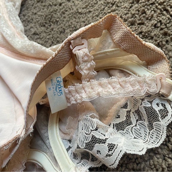 VINTAGE GLYDONS CORSET BUSTIER PEACH NUDE LACE SZ 32 - Picture 6 of 6